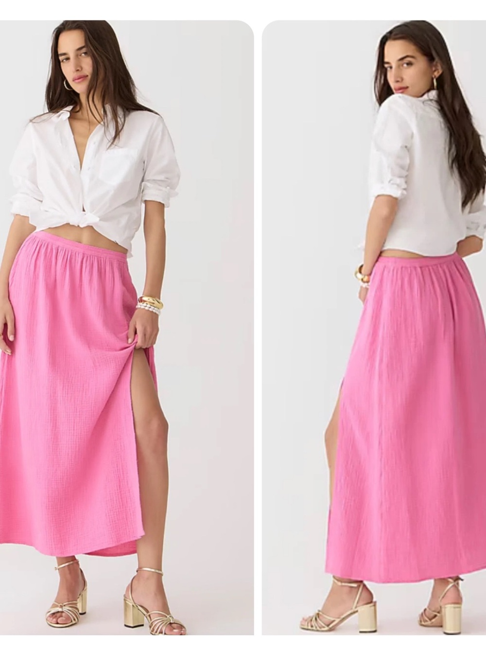 🌸 J.Crew Side-Slit Soft Gauze Light Soft Pink Flowy Maxi Skirt Side Slit SZ XXL🌸